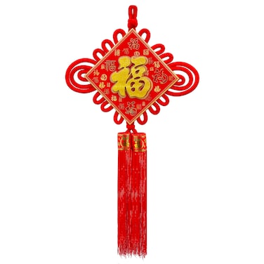 Chinese Knot Decoration 54x100cm &ndash; Traditional Red &amp; Gold Lucky Wall Hanging for CNY &amp; Weddings
