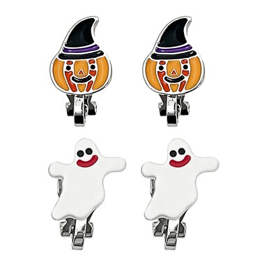 Pumpkin &amp; Ghost Earrings 2 Pairs/Set