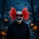 Adult Skull Latex Mask with red hair
