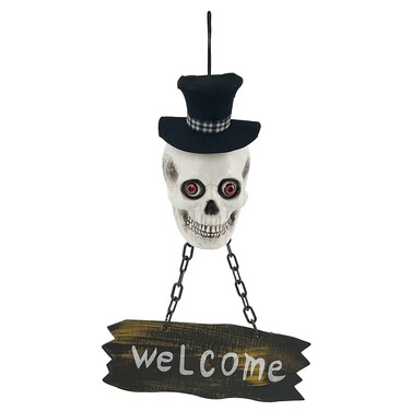 Skull Door Sign with Lights 13x8x42.5cm