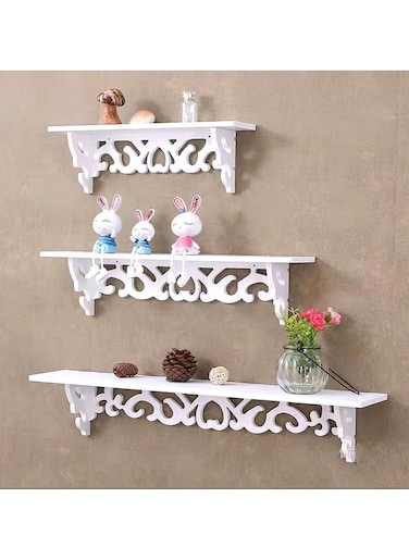 Modern White Floating Wall Shelves Set of 3 Wooden Wall Mounted Shelf for Living Room Bedroom Office Kitchen Stylish Wall Storage and Display Solution