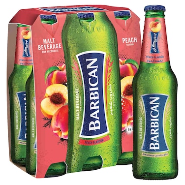 Barbican Peach Flavour Non-Alcoholic Malt Beverage Bottle, 330ml Pack of 6