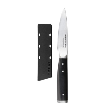 KitchenAid 9cm Paring Knife with Blade Cover &ndash; High-Carbon Japanese Steel Kitchen Knife, Ergonomic Handle for Peeling &amp; Precision Cutting