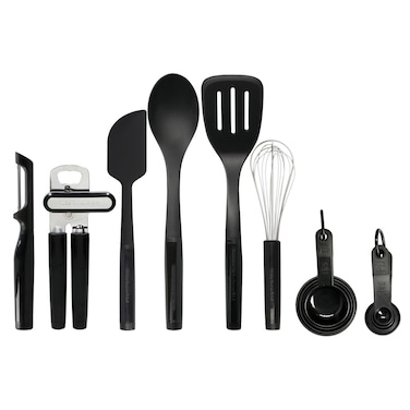 KitchenAid 15-Piece Kitchen Utensil Set &ndash; Onyx Black, Heat Resistant Cooking Tools, Nonstick Safe &amp; Dishwasher Safe Kitchen Gadgets