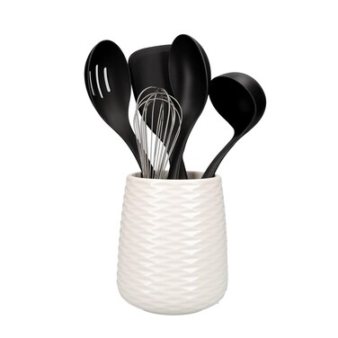 KitchenAid 6-Piece Kitchen Utensil Set with Holder &ndash; Heat Resistant Non-stick Safe Cooking Tools &amp; Storage Crock