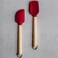 KitchenAid Birch Wood 2-Piece Mini Silicone Spatula Set &ndash; Heat Resistant Non-stick Safe Baking &amp; Mixing Spatulas with Hanging Hooks