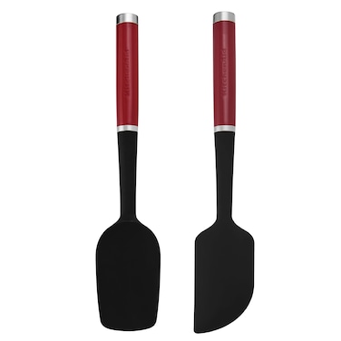 KitchenAid Silicone Spatula 2-Piece Set &ndash; Heat Resistant Spoon &amp; Scraper Spatulas for Baking, Cooking &amp; Nonstick Cookware