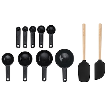 KitchenAid 11-Piece Baking Set &ndash; Non-stick Silicone Spatulas with Bamboo Handles, Measuring Cups &amp; Measuring Spoons