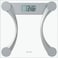 Taylor 400 Lb. Capacity Clear Glass Digital Bathroom Scale with Metallic Accents, 11.8-inch x 11.8-inch Platform, Silver
