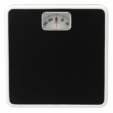 Taylor Analog Scales for Body Weight, Rotating Dial, 300 LB Capacity, Black Textured Mat with Durable Metal Platform, Easy to Clean, 10.0 x 10.0 Inches, Black