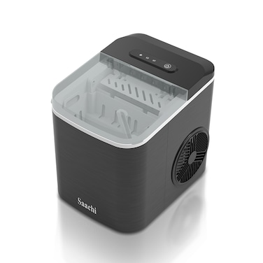 Saachi Electric Ice Maker, 1.3 Liters Water Tank Capacity, Dispenses 9pcs Bullet-shaped Ice every 6 minutes, 12 Kgs Ice in 24 Hours, Removable Ice Basket NL-IM-452