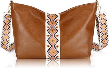 iCozzier Hobo Crossbody Bags for Women Vegan Leather Handbags Purses for Women Tote Purse Shoulder Bag with Wide Strap
