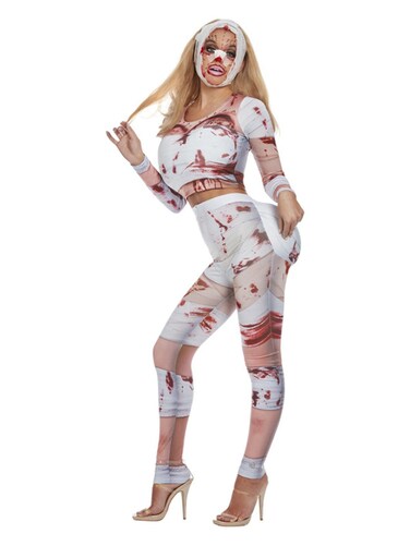 Botched Surgery Female Costume, White, Padded Top &amp; Trousers