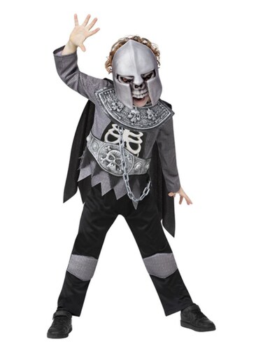 Deluxe Skeleton Knight Costume, Top with EVA Chest, Cape, Trousers &amp; EVA Helmet
