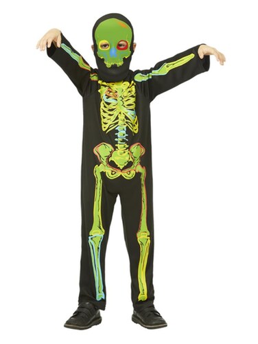 Neon Skeleton Glow in the Dark Costume All in One &amp; Mask