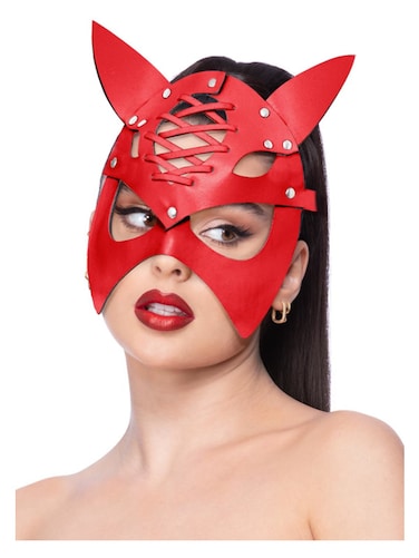 Fever Red Mock Leather Devil Mask