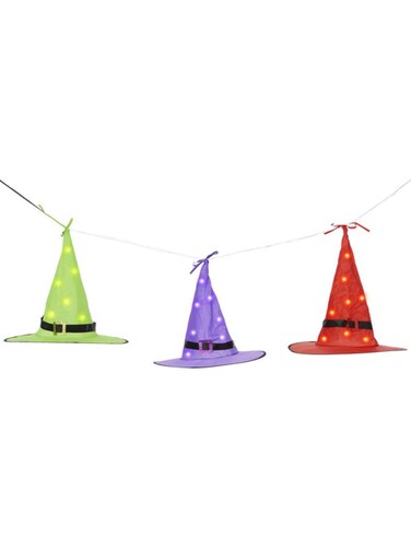 LED Light Up Floating Witch Hats Set of 3 34cmx38cm