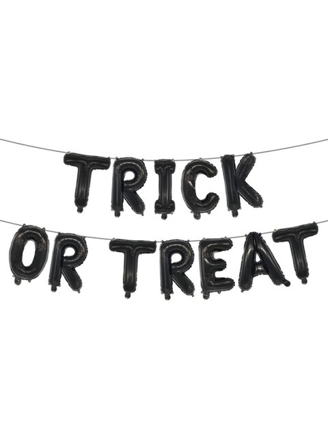 Trick or Treat Foil Balloon Letter Garland All Black Trick or Treat Foil Balloon Letter Garland All Black