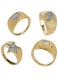 90s Gold &amp; Diamond Bling Rings, 4Pcs