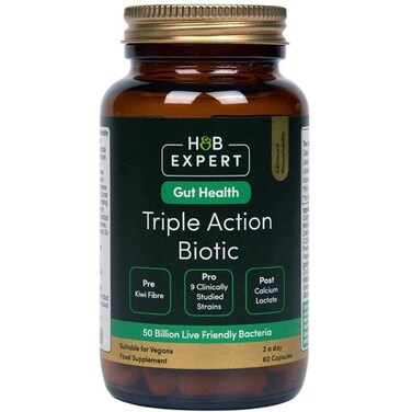 H&amp;B Expert Triple Action Biotic Gut Formula 60 Capsules