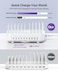 SooPii 100W 10-Port USB Charging Station, 6 USB-C and 4 USB-A Ports, PD Fast Charging Compatible with lPhone,lPad,Galaxy, and ther Electronics, 10 Mixed Charging Cables Included(White)