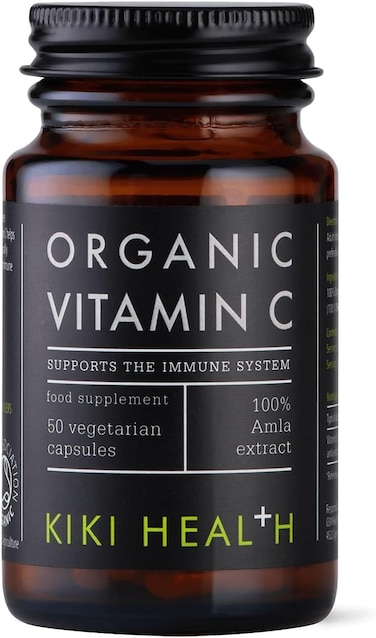 Kiki Health Organic Plant-Based Vitamin C Supplement, With Essential Nutrients For Immune Support, Promotes Skin Health &amp; Collagen Production, 50 Vegetarian Capsules