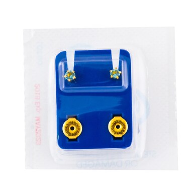 Caflon Singles Clawset   Aquamarine Gold Plated Earring