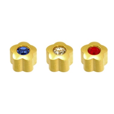 Caflon Singles Shape Flower With Stone Gold Plated Earring   Assorted Stone Color