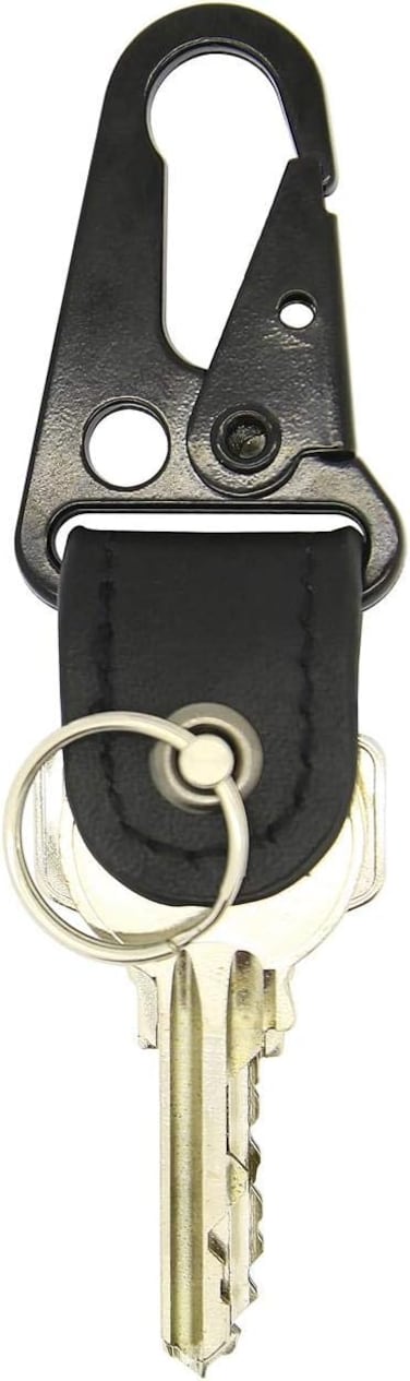 True Utility KeyBiner Shackle Keychain, Military-Style Carabiner with Genuine Cowhide Leather Strap, Holds 1&ndash;4 Keys, Secure Split Ring Key Holder, Compact EDC Key Organizer - TRU-901