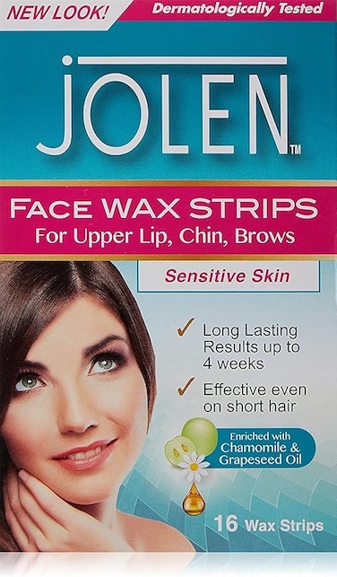 Jolen Sensitive Skin Facial Strip Wax (16 Strips), (Pack of 1)