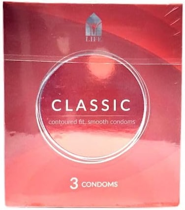 Erotino Life Classic Condoms, 3 Units, Contoured Fit For Comfort, Smooth &amp; Non-Spermicidally Lubricated, Transparent &amp; Teat-Ended