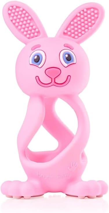 Brush-Baby - Bobbie Bunny Teether Toy, Rose Pink - Fun, Engaging, Sensory Teething Toy For Babies 0-3 Years - BPA Free, Soft Silicone - For Gum Relief &amp; Oral Development