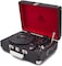 GPO Attache Vinyl Record Player With Built-In Speakers, Vintage Turntable Portable Player Compatible With External Speakers, USB Direct Recording, Jet Black