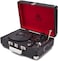 GPO Attache Vinyl Record Player With Built-In Speakers, Vintage Turntable Portable Player Compatible With External Speakers, USB Direct Recording, Jet Black
