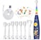Seago Kids Electric Toothbrushes, Toddler Electric Toothbrush with Colorful Light, 8 Soft Toothbrush Heads, Cute Animal Stickers, Once Full Charger for 60 Days, for Childrens Boys Girls, SG-2159(Blue)