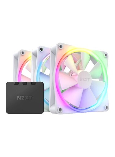مروحة NZXT F120RGB ثلاثية بيضاء بإضاءة RGB مقاس 120 مم لوحدة المعالجة المركزية