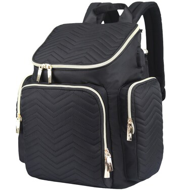 Little Story Georgia Diaper Bag wt Changing Pad &amp; Stroller Hooks - Black