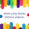 50 Jumbo Wooden Craft Lollipop Sticks Colours Mixed 150mm X 19mm Giant Lolly Sticks - Bright Coloured - Primary School Supplies - Garden Plant Identifier