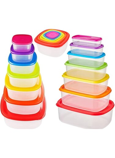 Premify 14 Pcs Plastic Food Storage Containers, Airtight Large Fridge Containers with Lids, BPA-Free Meal Prep Containers, Pantry &amp; Kitchen Organization Leakproof &amp; Freezer Safe