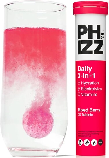 Phizz Electrolyte Multivitamin and Hydration Tablets Mixed Berry with 18 Vitamins and Minerals Vegan Vegetarian Low Calorie, 20 Tablets