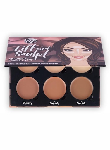 W7 Lift &amp; Sculpt Cream Contour Kit - Concealing, Highlighting &amp; Contouring Makeup Palette - Step-by-Step Instructions Included