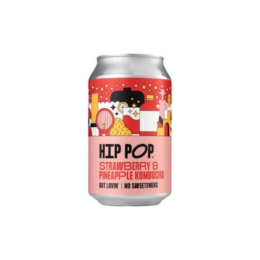 Hip Pop Kombucha Ferm Probiotic Strawbry Pineaple 330ml