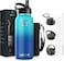Zahive Stainless Steel Water Bottle 1l with 3 Lids &amp; Bag - Insulated Water Bottle with Straw - 1000ml Double Wall Thermos Flask for Travel Hot &amp; Cold Drinks, Sports, Gym, Leak Proof (32oz, Ocean Blue)