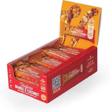 Veloforte Oat Bar - Mango &amp; Coconut - 9 count x 35g - 136 Calories -Wellness Bar, Snack Bar, Healthy Gut, High Fibres, Vegan, Gluten Free, No Added Sugar