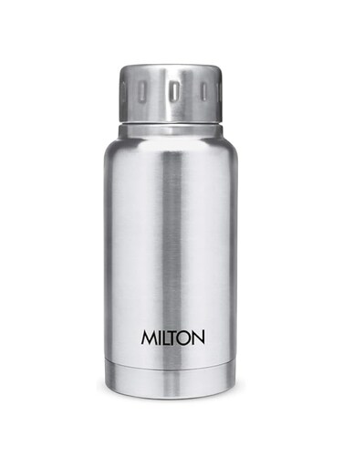 MILTON 160ml Vacuum Insulated Water Bottle, Keeps Drinks Hot and Cold for 24 Hours, 18/8 Stainless Steel, Double-Walled Thermos Flask with Inner Copper Coating for Sports, Travel, Gym, Elfin - Silver