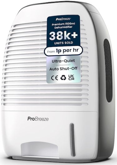 Pro Breeze 1500ml Premium Dehumidifier for Damp, Mould, Moisture in Home, Kitchen, Bedroom, Caravan, Office, Garage