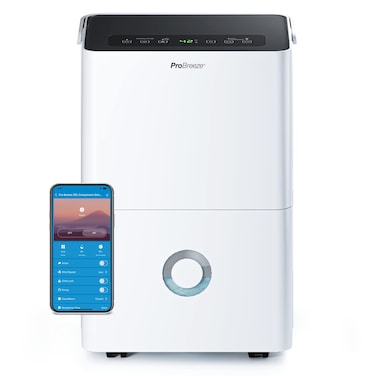 Pro Breeze 30L/Day Dehumidifier - Smart Compressor Dehumidifier with App, Wi-Fi, Continuous Drainage, 4L Water Tank, 24h Timer &amp; Child Lock- Mould Remover &amp; Moisture Absorber for Home &amp; Bathroom