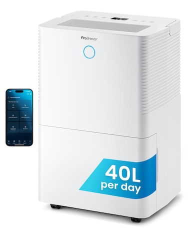 Pro Breeze&reg; 40L OmniDry WiFi Dehumidifier with Automatic Humidity Sensor &amp; Display, 24Hr Timer, Laundry Drying, Continuous Drainage with Smart App