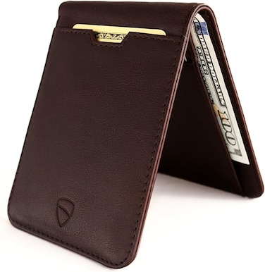 Vaultskin MANHATTAN Slim RFID Blocking Bifold Leather Wallet for Men - Minimalist Front Pocket Card Holder, Holds 9 Cards &amp; Cash, Premium Italian Leather
