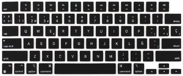 US Layout Spanish Language Silicone Keyboard Cover for MacBook Air 13.6" &amp;15" M2/M3 A2681/A3113,M2/M3 A2941/A3114, 2023-2021 MacBook Pro 14" &amp; 16" A2918/A2992/A2442/A2779/A2991/A2485/A2780, Black